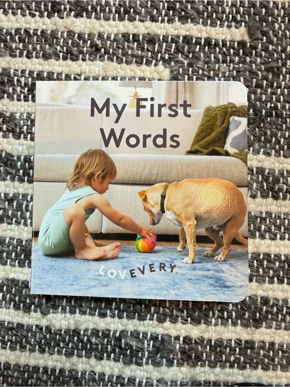 Lovevery My First Words Board Book - Blue/Cream